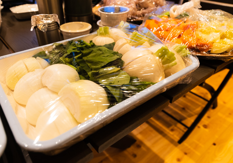 るり渓温泉のGRAX-HANAREの夕食の野菜